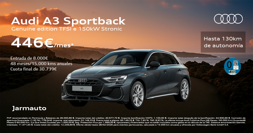 Audi A3 Sportback TFSIe Febrero 2026